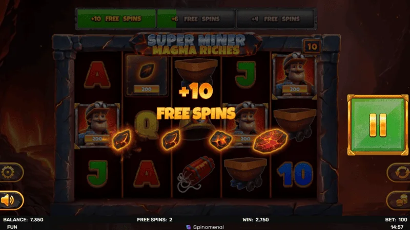 Super Miner - Magma Riches - 10 extra spins awarded