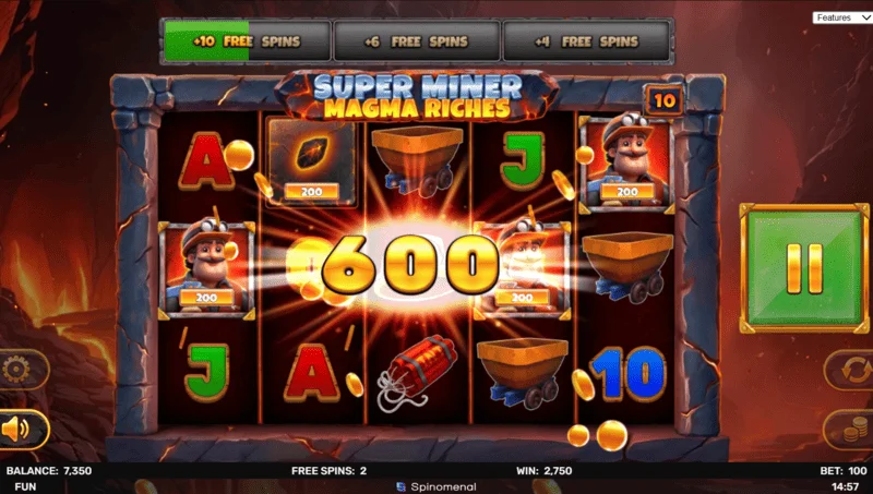 Super Miner - Magma Riches - win during the free spins round