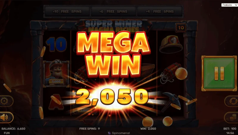 Super Miner - Magma Riches - big Mega Win