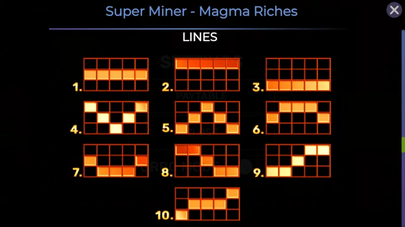 Super Miner - Magma Riches - winning lines